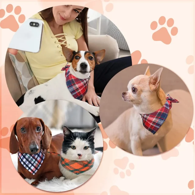 30/50pcs Dog Bandanas 100% Cotton Plaid Collar Pet Cat Dogs Scarves Bowties Neckerchief Dog Accessories Dog Scarf Handkerchief - Image 5