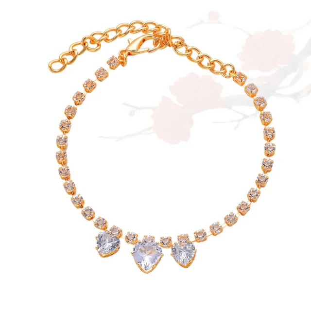 Luxury Cat Rhinestone Necklace Simple Bright Peach Heart Zircon Bling Grooming Puppy Kitten Cat Dog Pet Collars Cat Supplies - Image 4