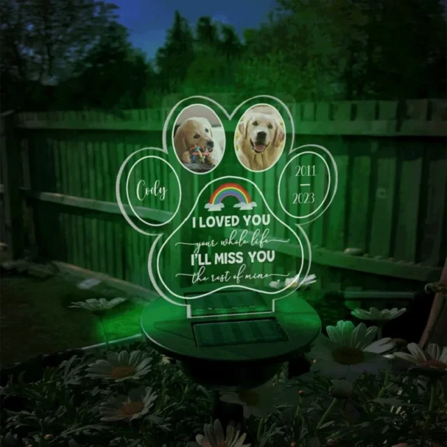 Custom 3D Lamp Pet Memorial Gifts Solar Light Base Custom Photo Night Lights Pet Dog Loss Gifts Cemetery Memorial Gifts Garden - Image 3