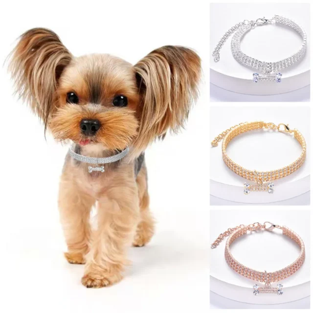 Dog Necklace Adjustable Cat Collar Zircon Bone Rhinestone Diomand Pendant Jewelry Luxury Metal Copper Dog Collars Dog Accessory - Image 3