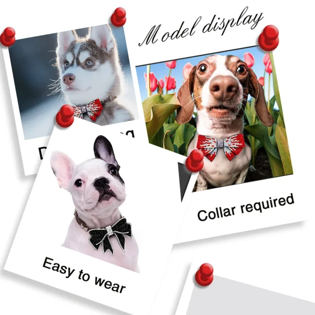 Boutique Dog Collar Charms with Rhinestone Diamond Grooming Slidable Dog Bows For Small Medium Large Dog Collar Pet Accessories - Image 4