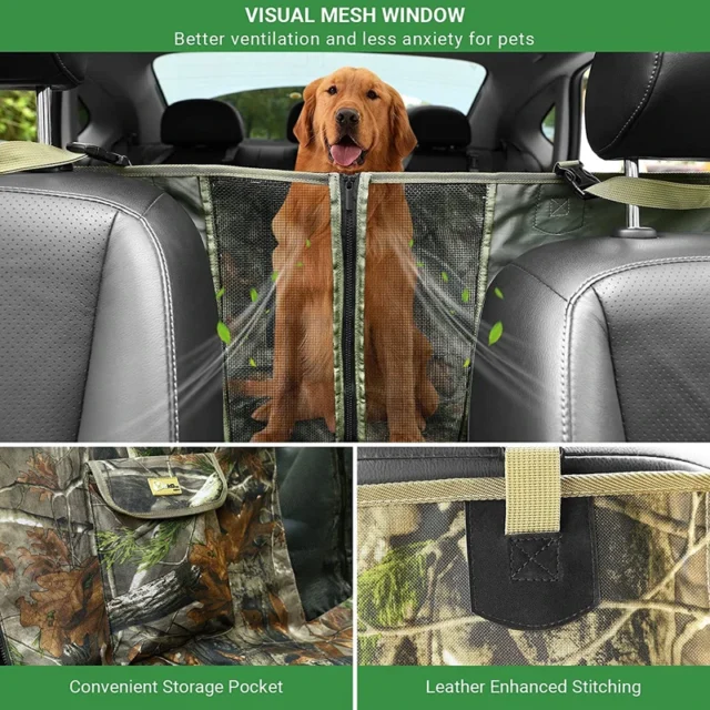 Benepaw DurableDog Car Seat Cover Detachable Mesh Window Waterproof Hammock Style Nonslip Rubber Car Seat Protector Washable - Image 3