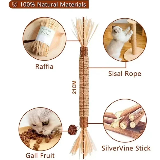 Polygonum Wood Molar Stick for Pet, Teeth Cleaner, Teeth Tartar Removal, Fresh Breath, Efficient Cleaning, Chew Toy, Cat Toy, Ne - Image 3