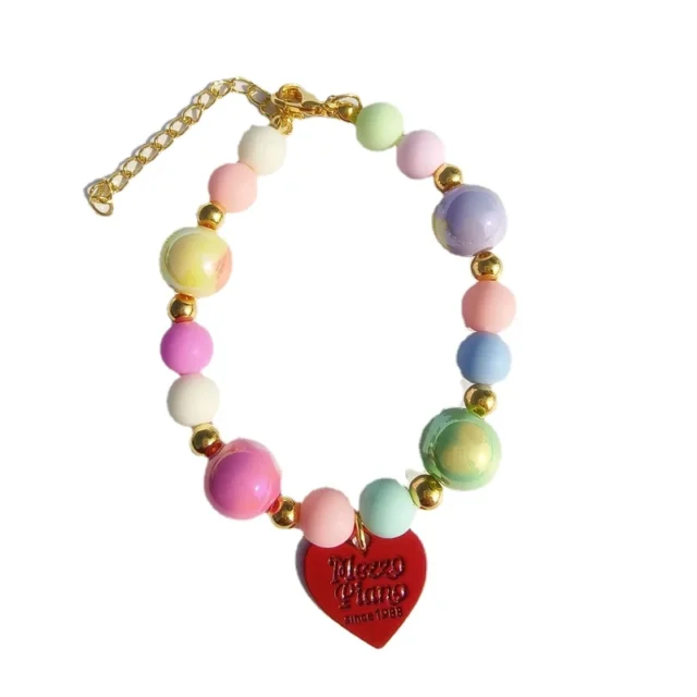 Colorful Cat Collar Pet Love Collar Dog Pearl Necklace Rainbow MultiColor Dog Necklace Pet Grooming Puppy Accessories - Image 6