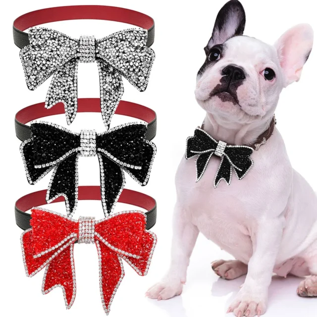 New Diomand Dog Bowtie Luxury Removable Bling Shining Grooming Pets Dogs Bow Tie Collar Accessories for Small Dogs Cat Products