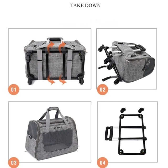 Outing Portable Breathable Puppy Carrier Pull Rod Box Pet Trolley Case Cat Travel Transport Bag Cat Cage Handbag Dog Backpack - Image 5