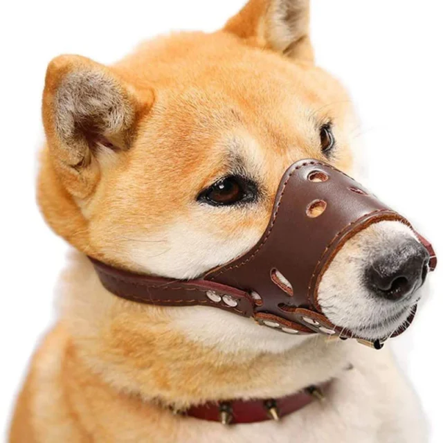 Pet Dog Muzzle Adjustable Breathable PU Leather Muzzles Stop Biting Barking Chewing For Small Medium Large and X-Large Dogs - Image 4