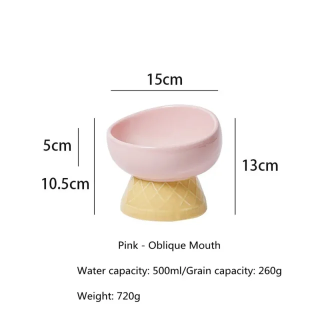 Cute Ceramic Cat Bowl Ice Cream Shape New High Foot Dogs Puppy Feeder Feeding Food Water Pet Supplies Cat Food Bowl - Image 6