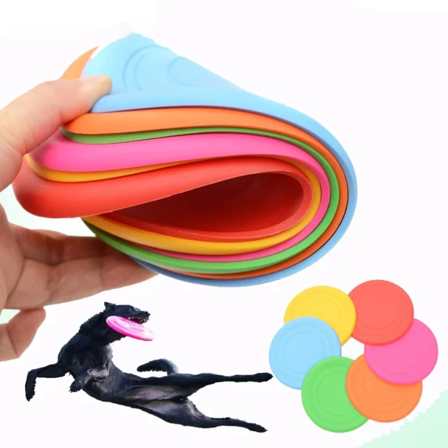 1pcs Funny Silicone Flying Saucer Dog Cat Toy Dog Game Flying Discs Resistant Chew Puppy Training Interactive Pet Supplies