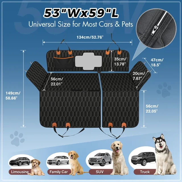 Benepaw 6 in1 Dog Car Seat Cover Waterproof Mesh Visual Window Hammock Durable Nonslip Pet Back Seat Protector For Trucks SUVs - Image 6