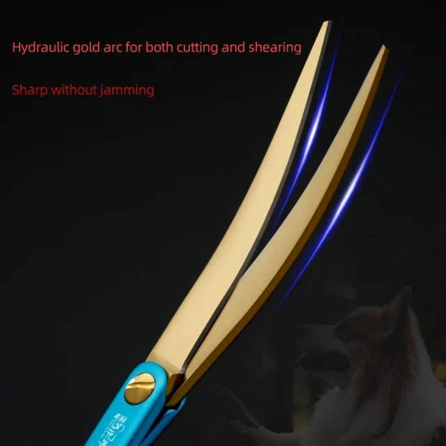 Pet hair trimming scissors special gold blades curved scissors dog hair trimming artifact Teddy hair trimming scissors household - Image 2