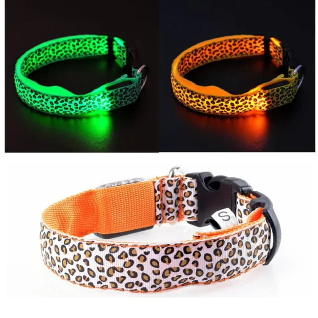 Pet LED Luminous Collar for Dog Adjustable Leopard Glow Cat Collar Night Safety Collar Teddy Golden Retriever for Walking Dogs - Image 4