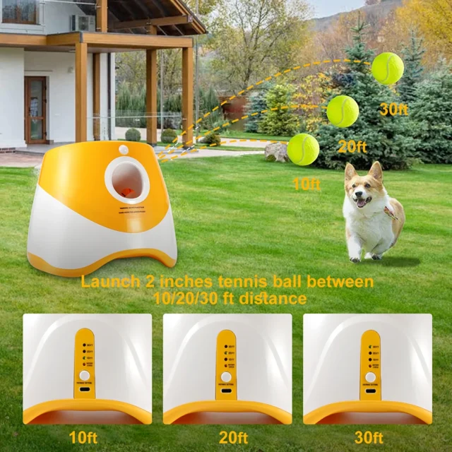 Automatic Throwing Machine Catapult for Dog Pet Toys Tennis Launcher Pet Ball Throw Device 3/6/9m Section + 3 Balls Dog Training - Image 5