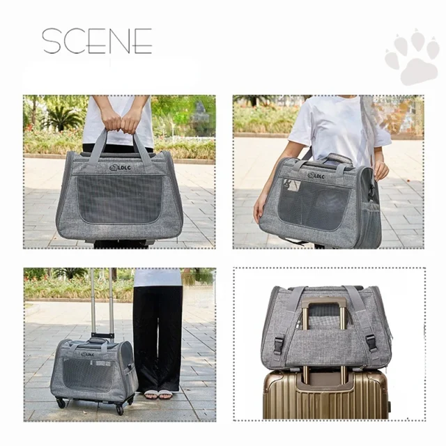 Outing Portable Breathable Puppy Carrier Pull Rod Box Pet Trolley Case Cat Travel Transport Bag Cat Cage Handbag Dog Backpack - Image 4