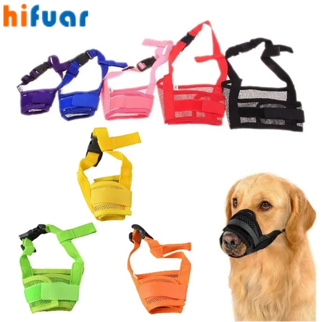 Pet Dog Muzzle Adjustable Muzzle Mask Bark Bite Mesh Mouth Muzzle Grooming Anti Stop Chewing Dog Leash Pets Accessories