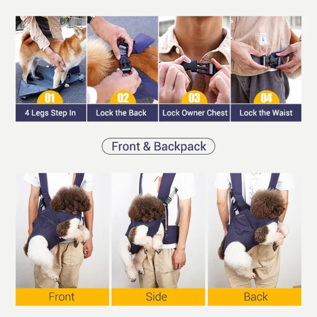 Breathable Backpack for Dogs, Outdoor Dog Carrier for Riding Walking Front Pack Back Waist Protective Easy-Fit Pet Travel Ba - Image 4