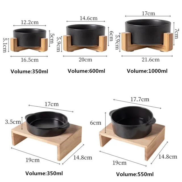 New Ceramic Pet Bowl Wooden Anti Overturning Pet Dogs Cats Food Water Feeder Multiple Styles Cat Bowl Pet Supplies Accessories - Image 5