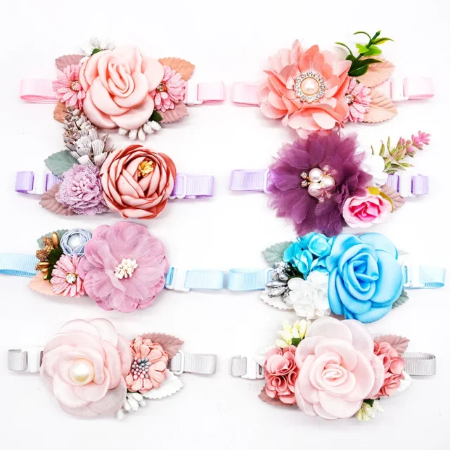 New 20/50PCS Flower Dog Bowtie Cat Dog Bow Tie Valentine's Day With Pearl Diamond Decoration Spring Dog Pet Product Dog Supplies - Image 4