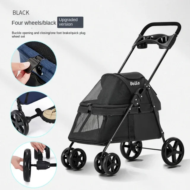 SP01K Pet Dog Stroller Foreign Trade Aluminium Alloy Foldable Mini Lightweight Folding Stroller for Small Dogs Outdoor Camping - Image 3