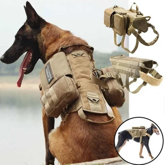 Tactical No Pull Dog Harness K9 Vest, Adjustable Dog Leash, Molle Medical Bag, Training, Hunting, Pet, Small, Medium, Large - Image 2