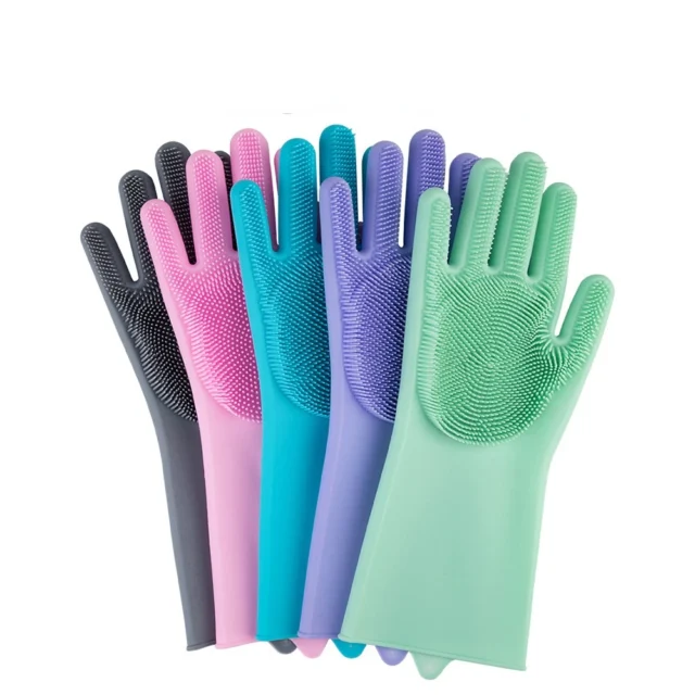 Pet Grooming Cleaning Gloves Dog Cat Bathing Shampoo Glove Scrubber Magic Dishwashing Cleanner Sponge Silicon Hair Removal Glove - Image 3