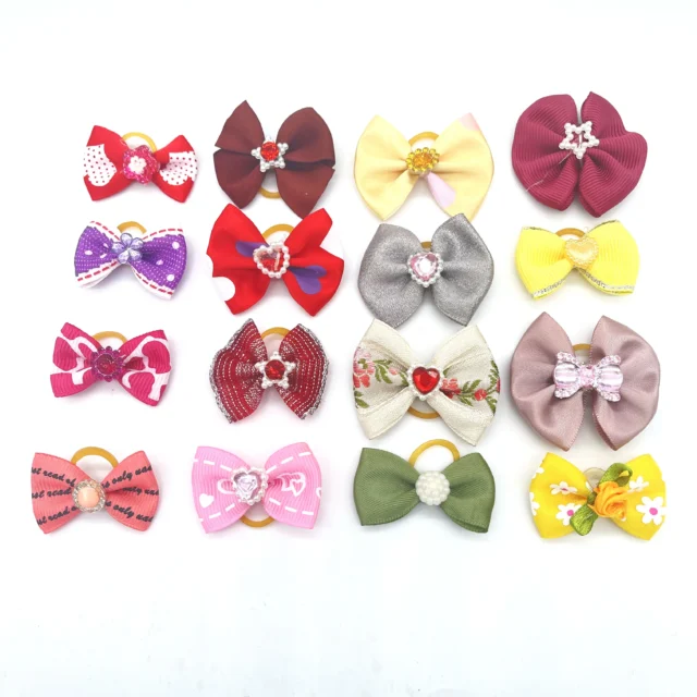 100pcs Cute Dog Hair Bows Dog Topknot Multicoloured Puppy Hair Bows Bright Flower Peals Pet Headwear Grooming Products - Image 4