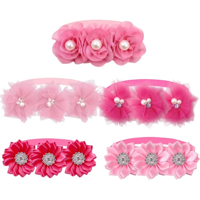 10pcs Valentine's Day Flower Dog Collar Dog Bowtie Grooming Adjustable Dog Bow Tie Pink Dog Bowties For Small Dogs Dog Supplies - Image 6