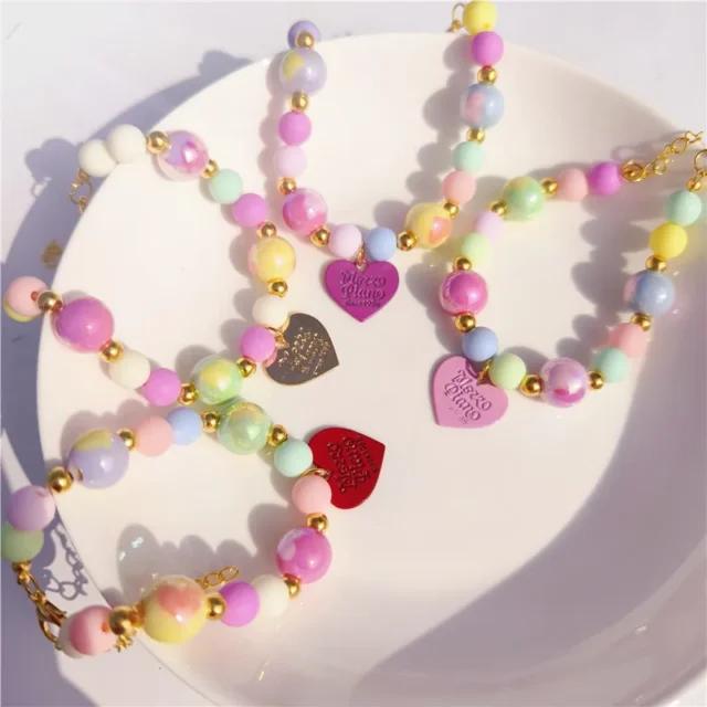 Colorful Cat Collar Pet Love Collar Dog Pearl Necklace Rainbow MultiColor Dog Necklace Pet Grooming Puppy Accessories - Image 4